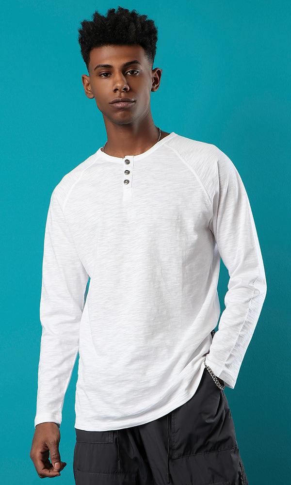 henley t-shirt - heaher white